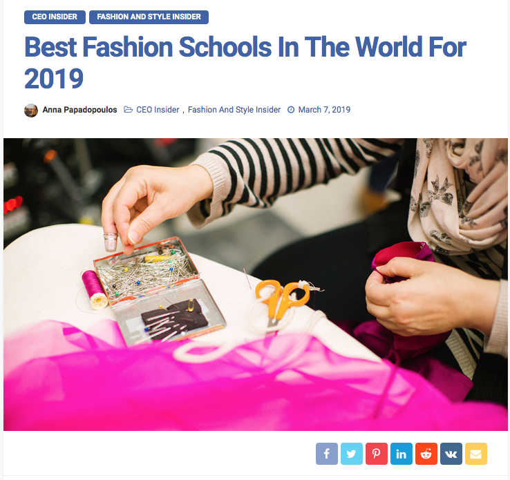 FIT named best fashion school in the world